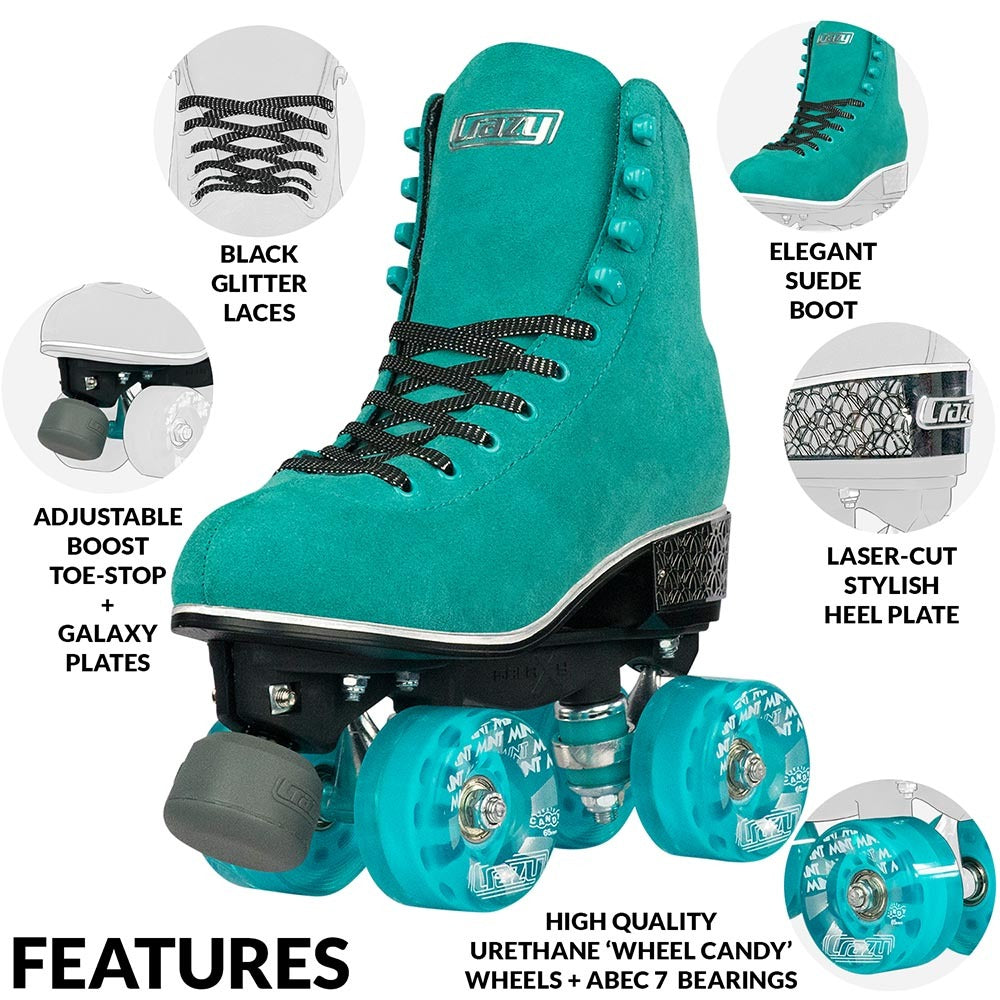 Crazy Skates Evoke Roller Skates - Teal - Momma Trucker Skates
