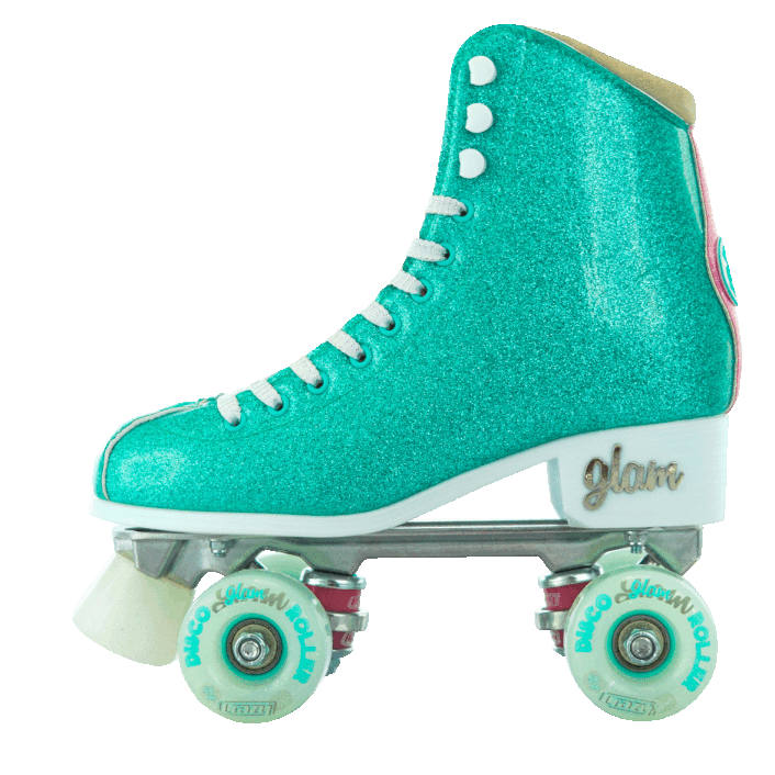 Crazy Skates Disco Glam Teal/Pink Roller Skates - Momma Trucker Skates