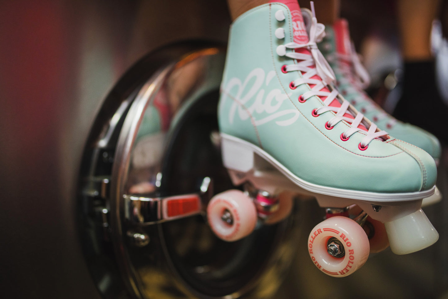 Rio Roller Script Quad Roller Skates - Teal/Coral - Momma Trucker Skates