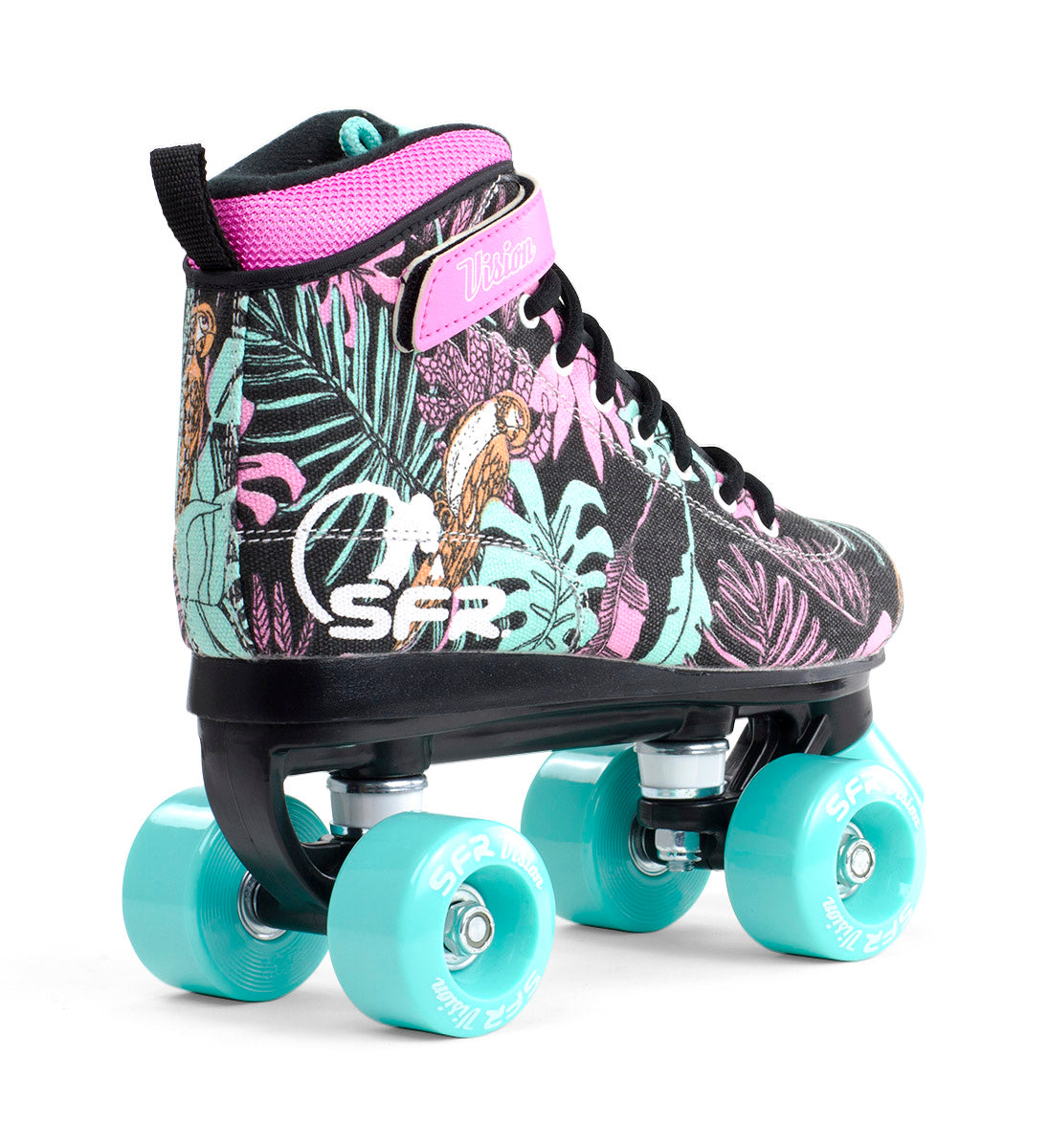 SFR Vision Canvas Quad Roller Skates Black Floral - Momma Trucker Skates