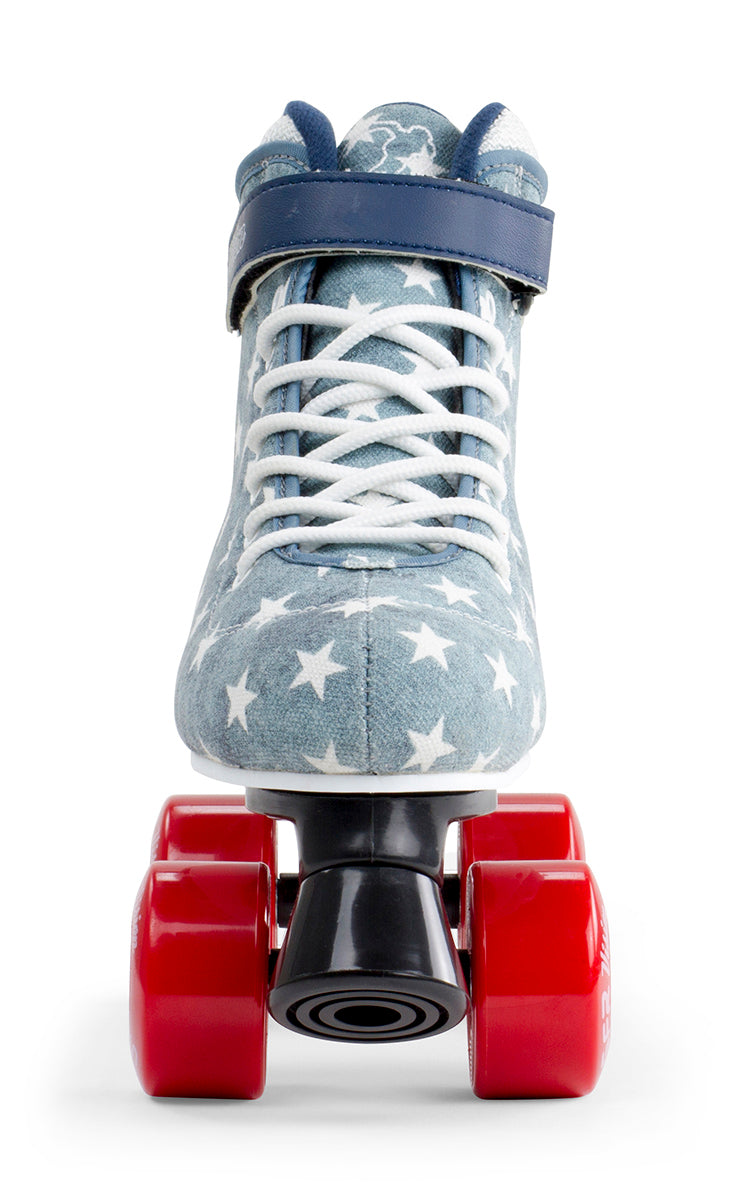 SFR Vision Canvas Quad Roller Skates Blue Stars - Momma Trucker Skates