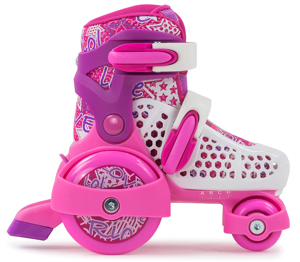 SFR Stomper Adjustable Skates Pink &White - Momma Trucker Skates