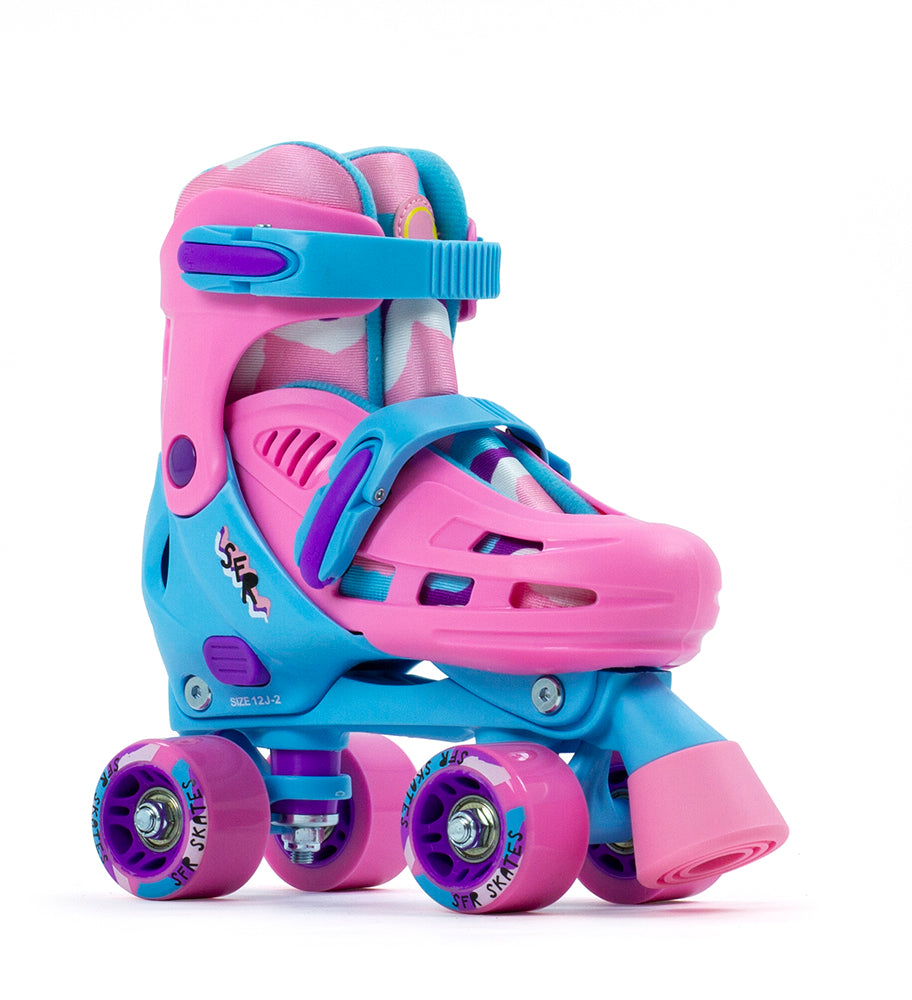 SFR Hurricane III Adjustable Quad Skates - Pink & Blue - Momma Trucker Skates
