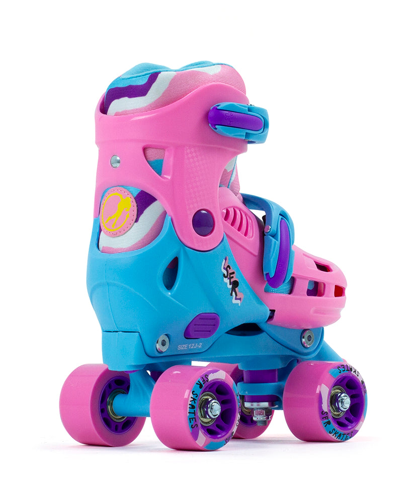 SFR Hurricane III Adjustable Quad Skates - Pink & Blue - Momma Trucker Skates