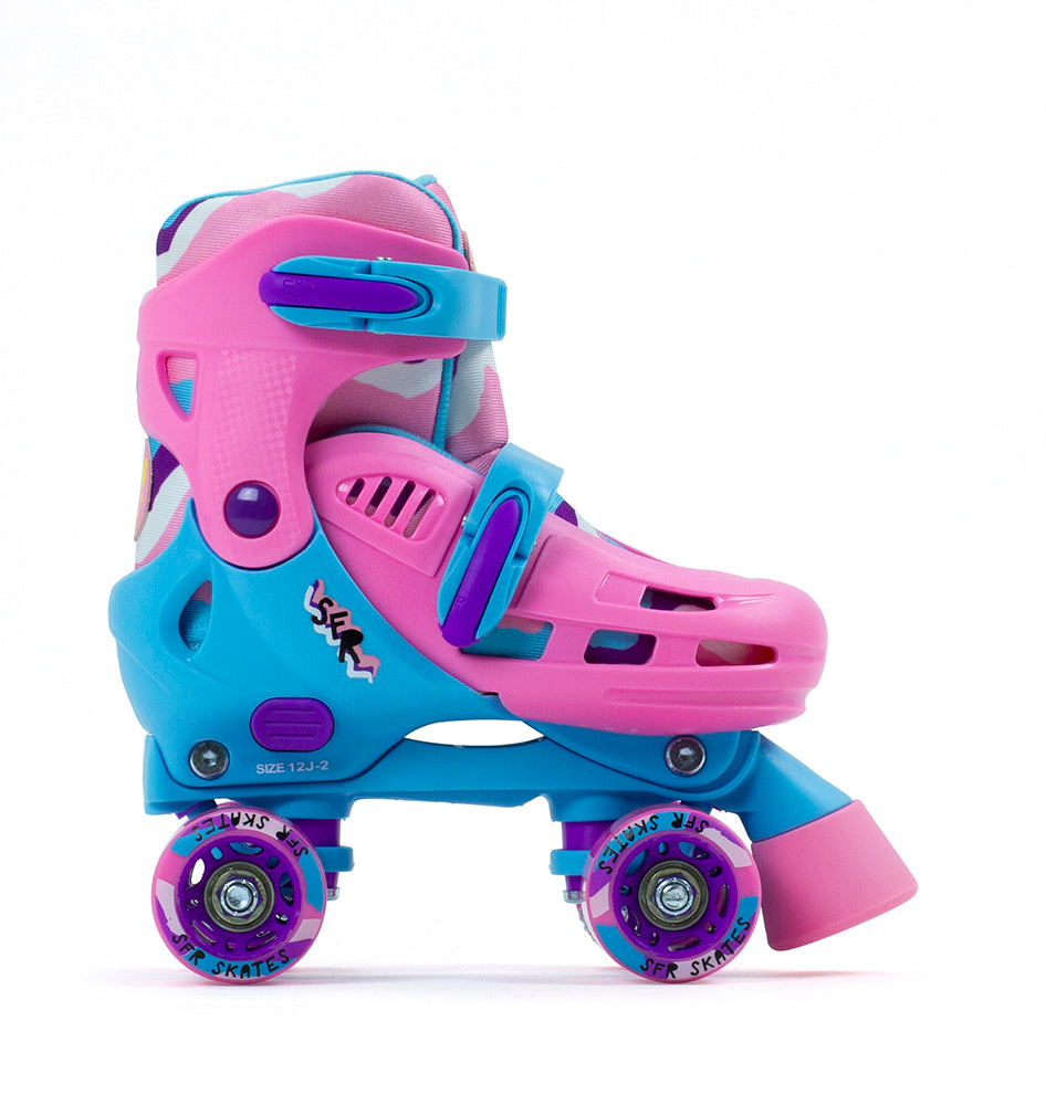 SFR Hurricane III Adjustable Quad Skates - Pink & Blue - Momma Trucker Skates