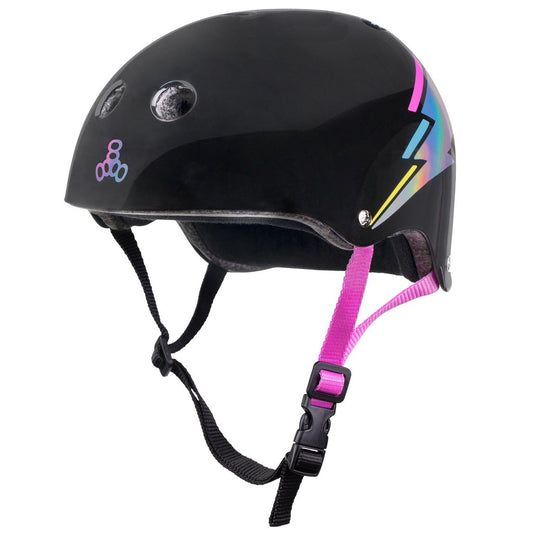 Triple 8 Certified Sweatsaver Helmet Black Hologram - Momma Trucker Skates