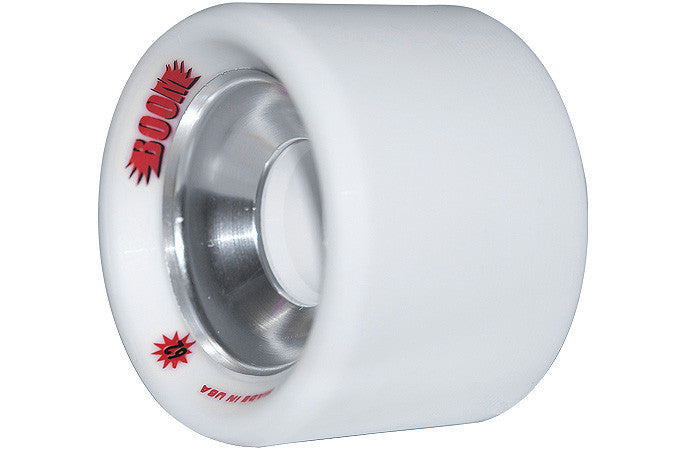 Atom Boom Alloy Core 59MM Quad Derby Wheels White 4PK Firm - Momma Trucker Skates