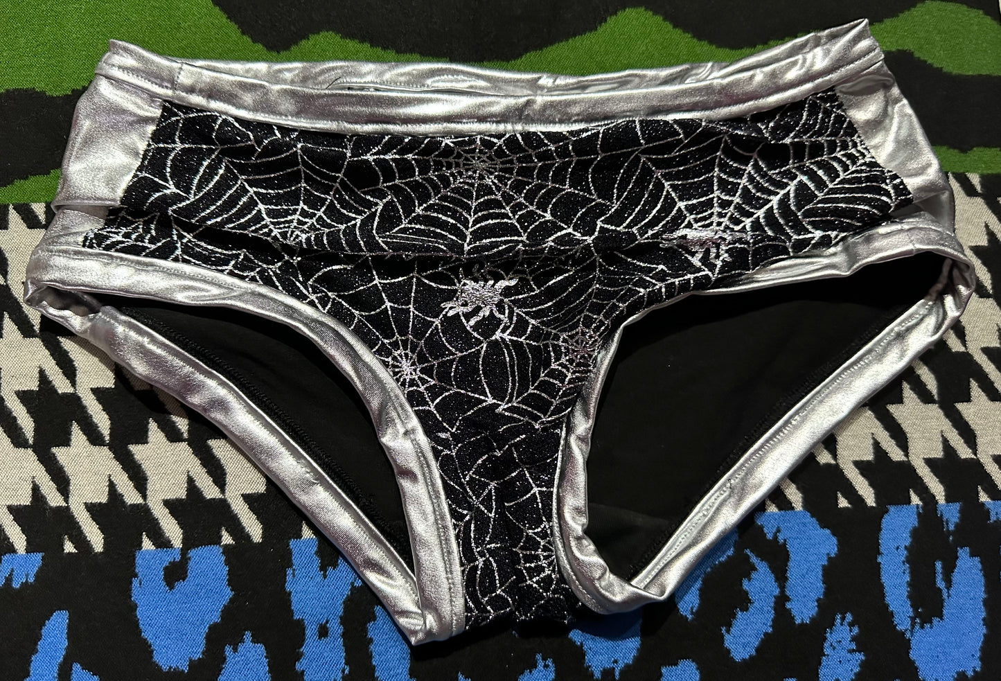 Dude Where's My Pants? Hot Pants -Silver Cobwebs