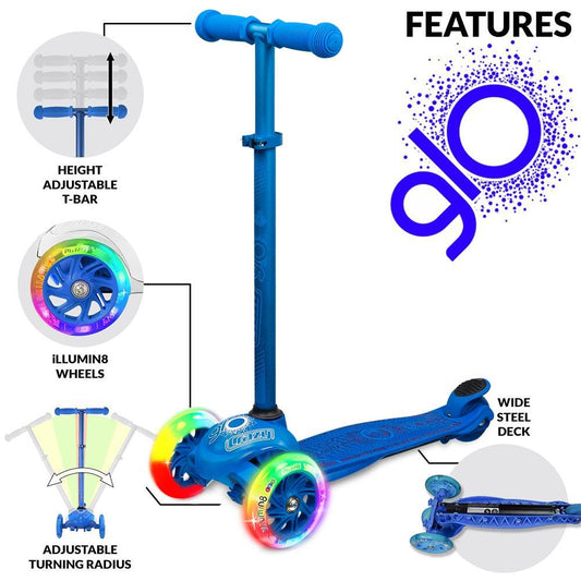 Crazy Skates Joey Glo Scooter & Protexion Set - Blue - Momma Trucker Skates
