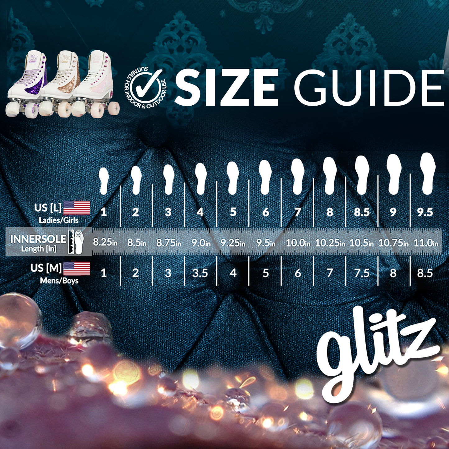Crazy Skates Glam Quad Skates - White & Pearl - Momma Trucker Skates