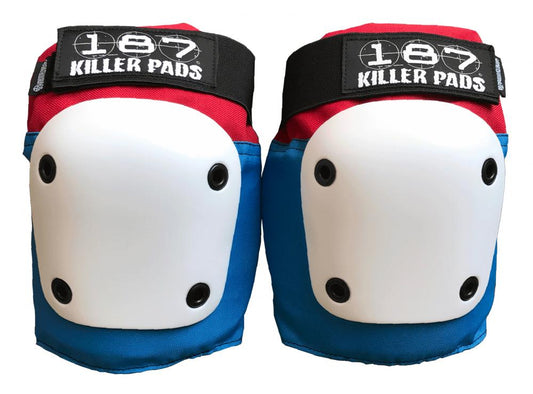 187 Killer Fly Knee Pads Blue & Red - Momma Trucker Skates