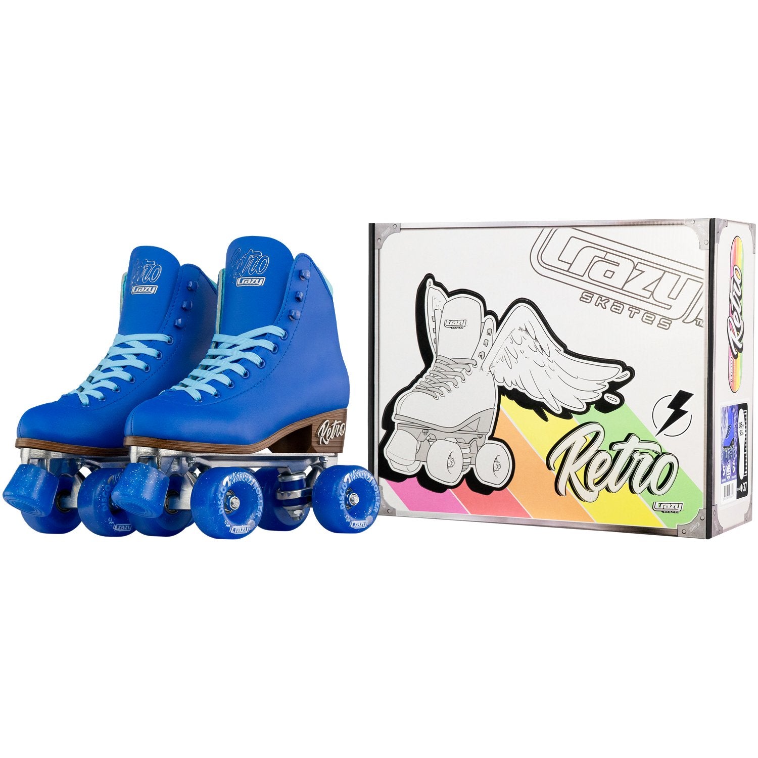 Crazy Skates Classic Vintage Retro Roller Skates - Blue - Momma Trucker Skates