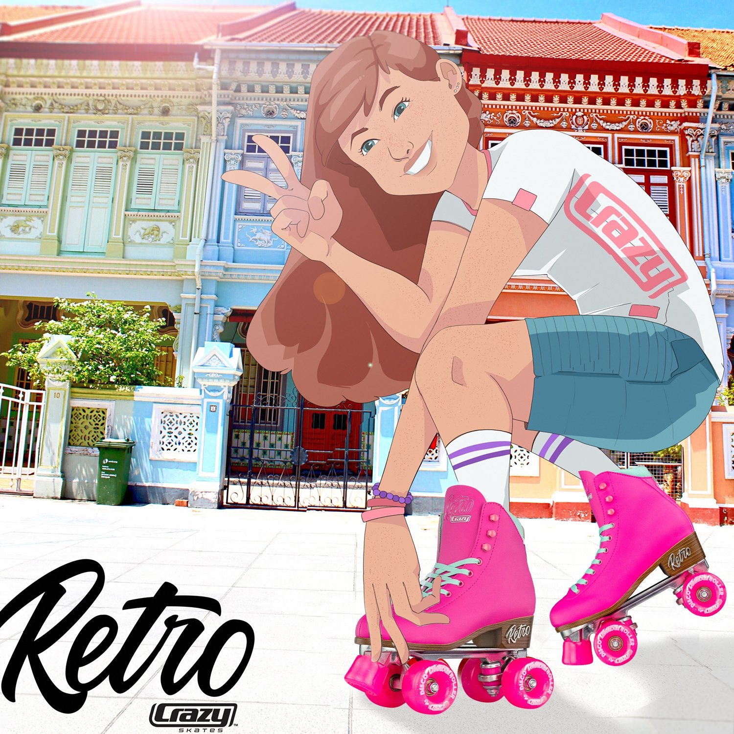 Crazy Skates Classic Vintage Retro Roller Skates - Pink - Momma Trucker Skates