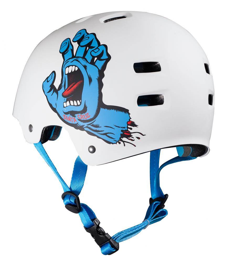 Bullet X Santa Cruz Skate Helmet Screaming Hand Matt White - Momma Trucker Skates