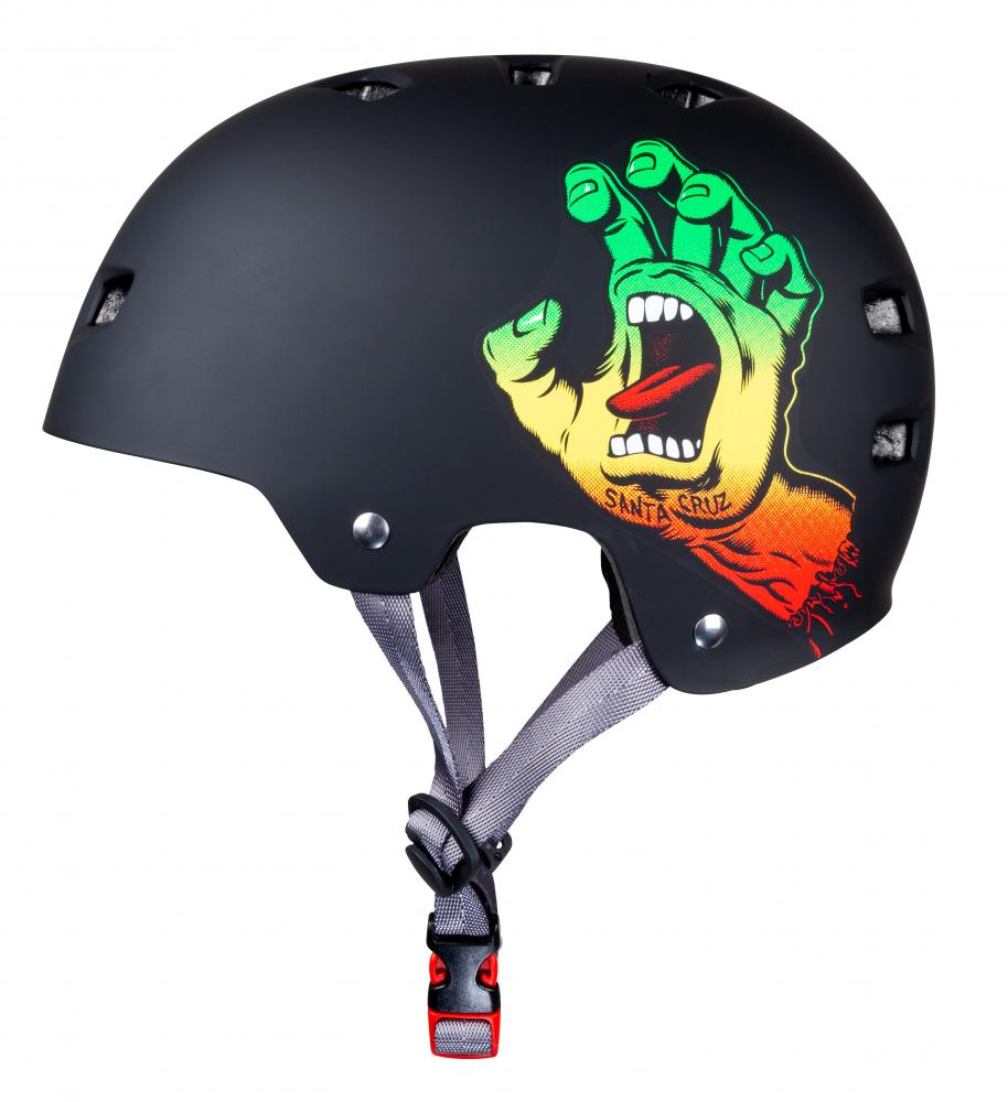 Bullet X Santa Cruz Skate Helmet Screaming Hand Matt Black Rasta - Momma Trucker Skates