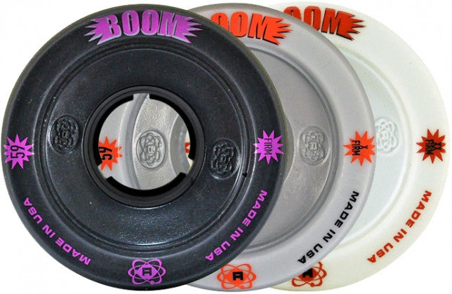 Atom Boom Alloy Core 59MM Quad Derby Wheels White 4PK Firm - Momma Trucker Skates
