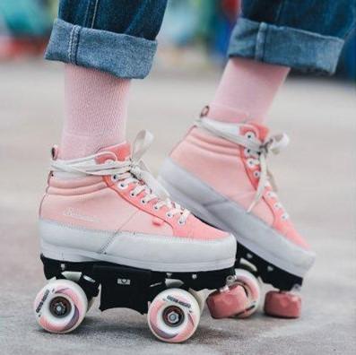 Chaya Kismet Barbie Denim Pink Park Skates Pre Order - Momma Trucker Skates