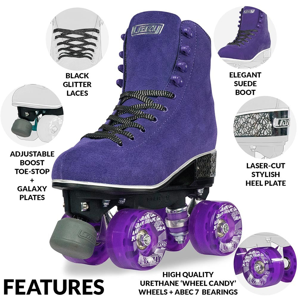 Crazy Skates Evoke Roller Skates - Purple - Momma Trucker Skates