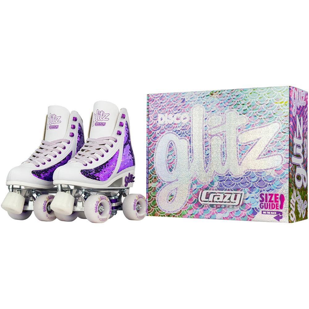 Crazy Skates Glam Quad Skates - White & Amethyst Purple - Momma Trucker Skates