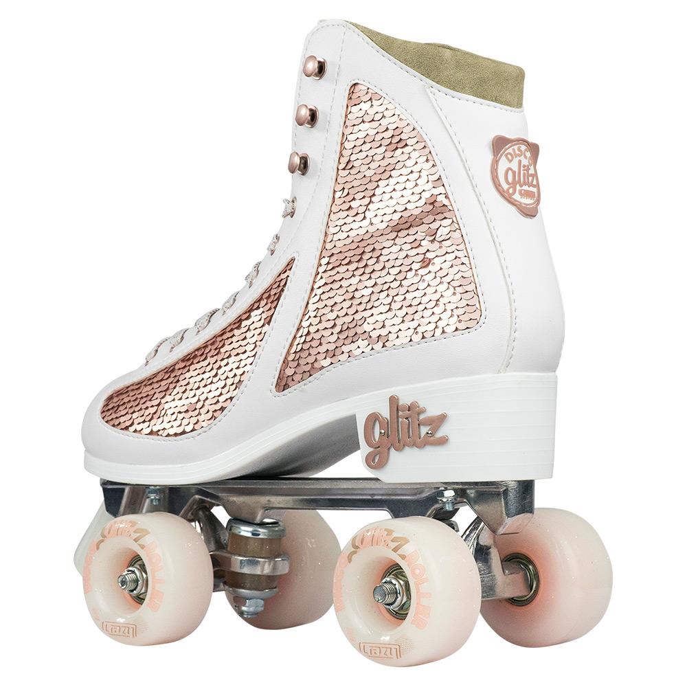 Crazy Skates Glam Quad Skates - White & Rose Gold - Momma Trucker Skates