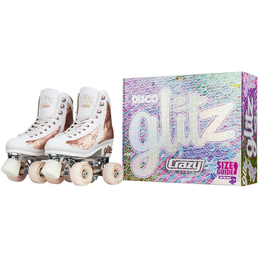 Crazy Skates Glam Quad Skates - White & Rose Gold - Momma Trucker Skates