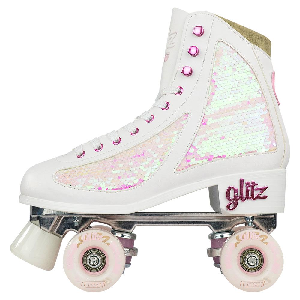 Crazy Skates Glam Quad Skates - White & Pearl - Momma Trucker Skates