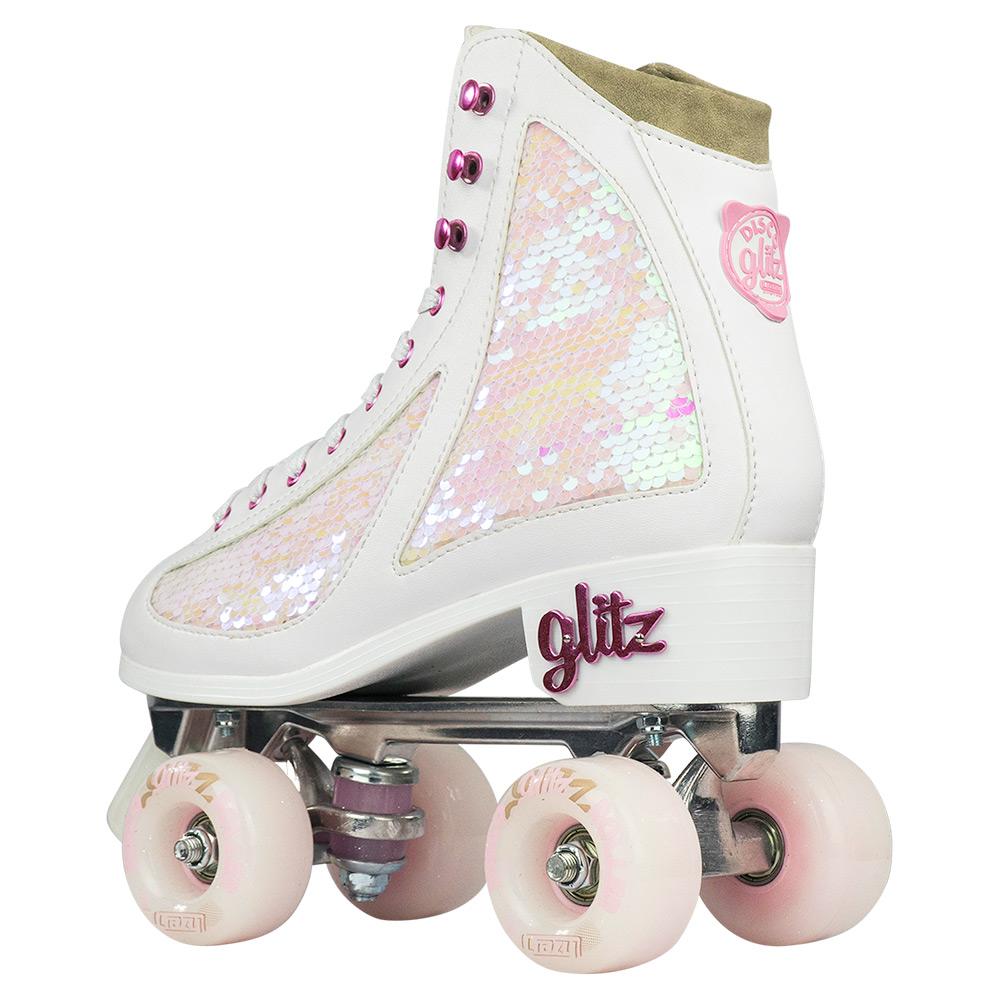 Crazy Skates Glam Quad Skates - White & Pearl - Momma Trucker Skates