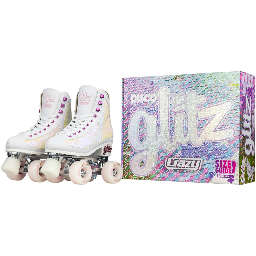 Crazy Skates Glam Quad Skates - White & Pearl - Momma Trucker Skates