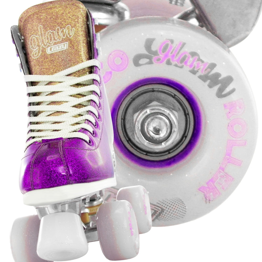 Crazy Skates Disco Glam Purple/Gold Roller Skates - Momma Trucker Skates