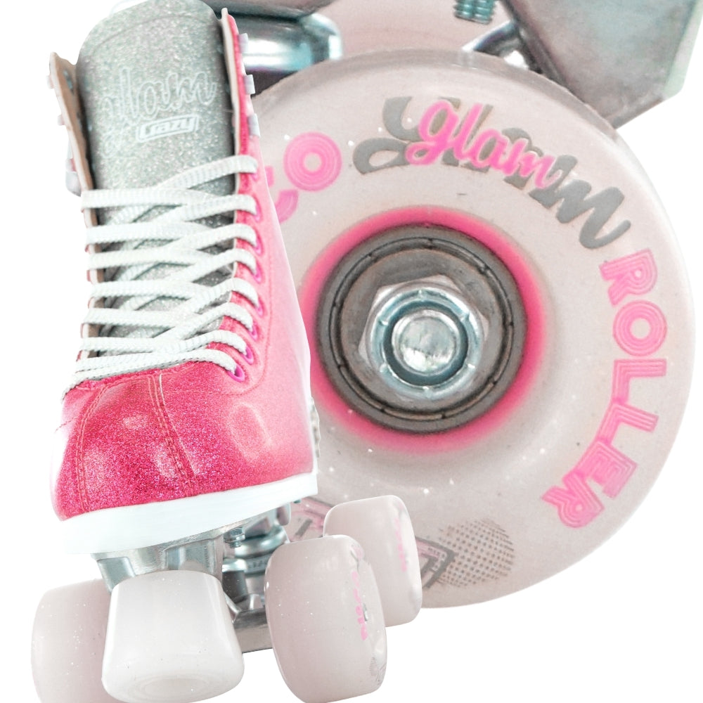 Crazy Skates Disco Glam Pink/Silver Roller Skates - Momma Trucker Skates