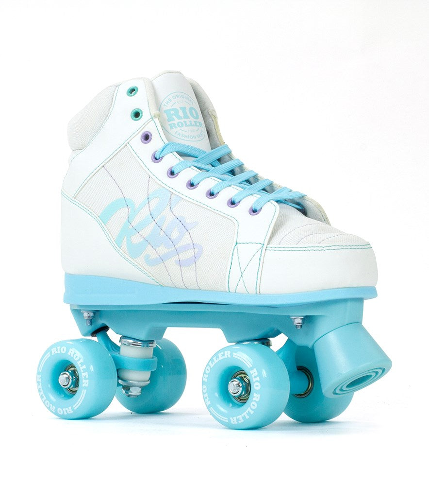 Rio Roller Lumina Quad Roller Skates - White & Blue - Momma Trucker Skates