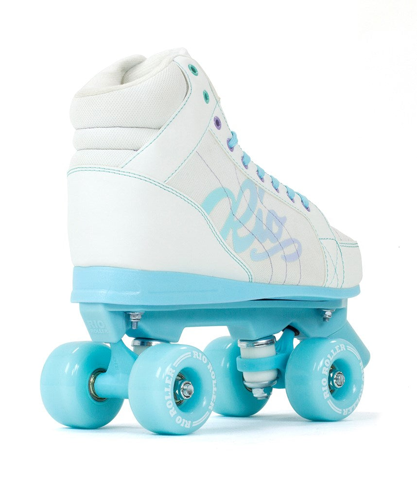Rio Roller Lumina Quad Roller Skates - White & Blue - Momma Trucker Skates