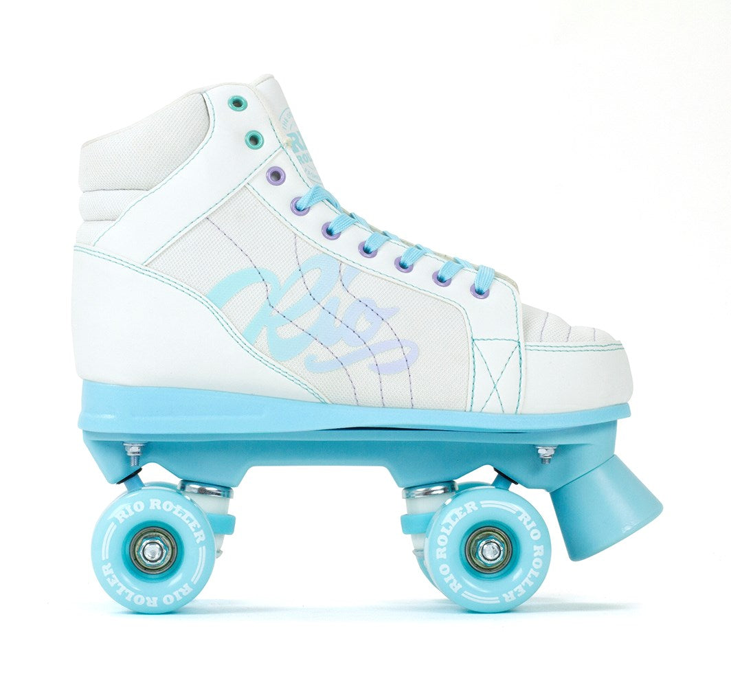 Rio Roller Lumina Quad Roller Skates - White & Blue - Momma Trucker Skates