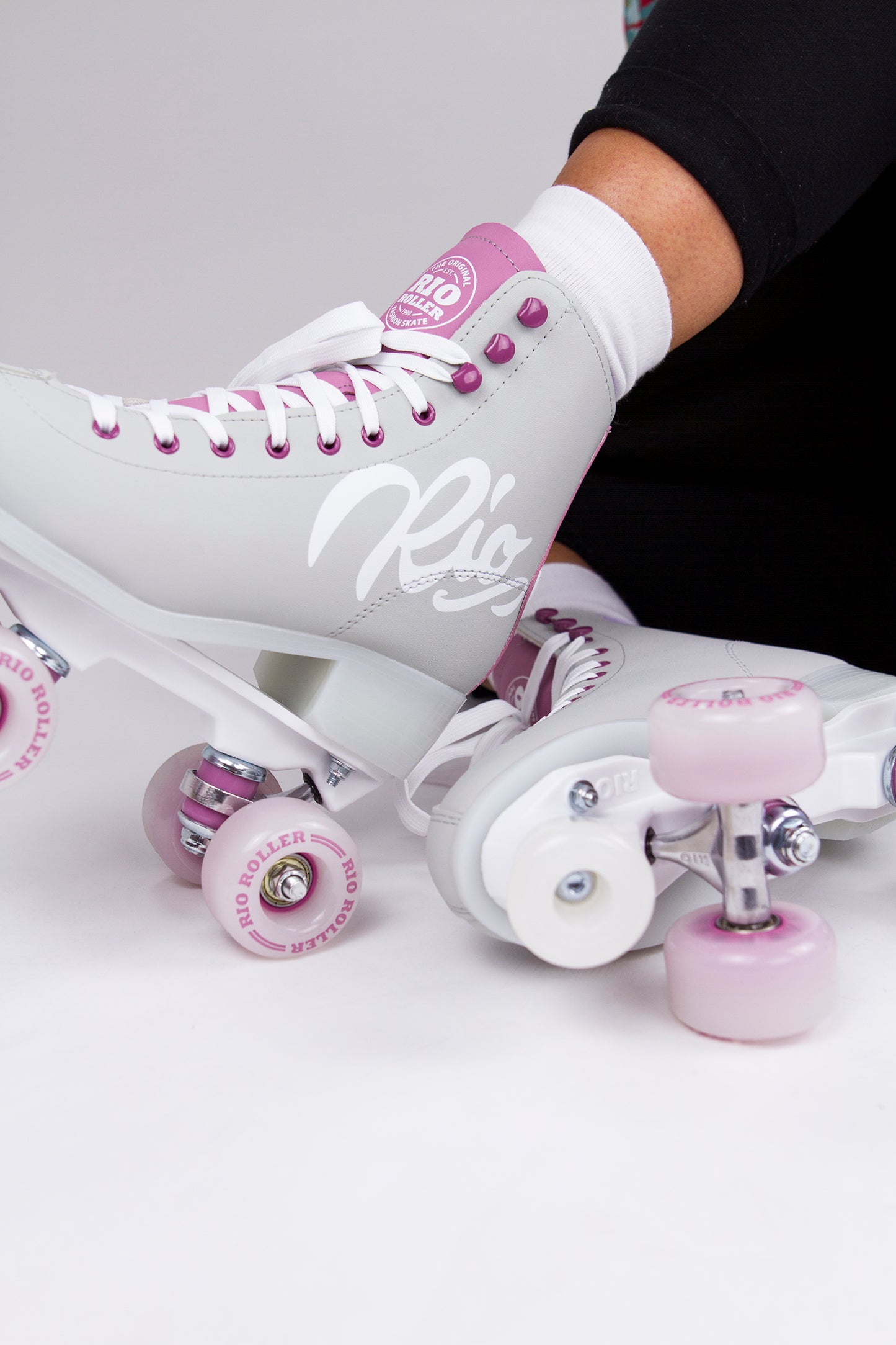 Rio Roller Script Quad Roller Skates - Grey/Purple - Momma Trucker Skates