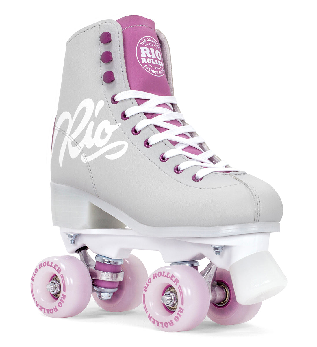 Rio Roller Script Quad Roller Skates - Grey/Purple - Momma Trucker Skates
