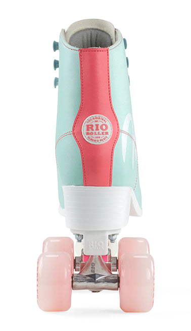 Rio Roller Script Quad Roller Skates - Teal/Coral - Momma Trucker Skates