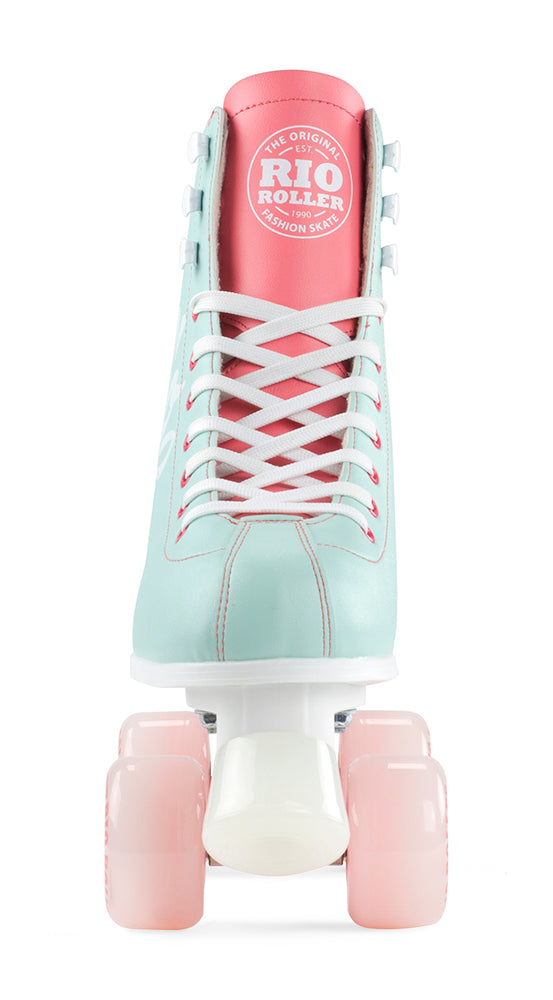 Rio Roller Script Quad Roller Skates - Teal/Coral - Momma Trucker Skates