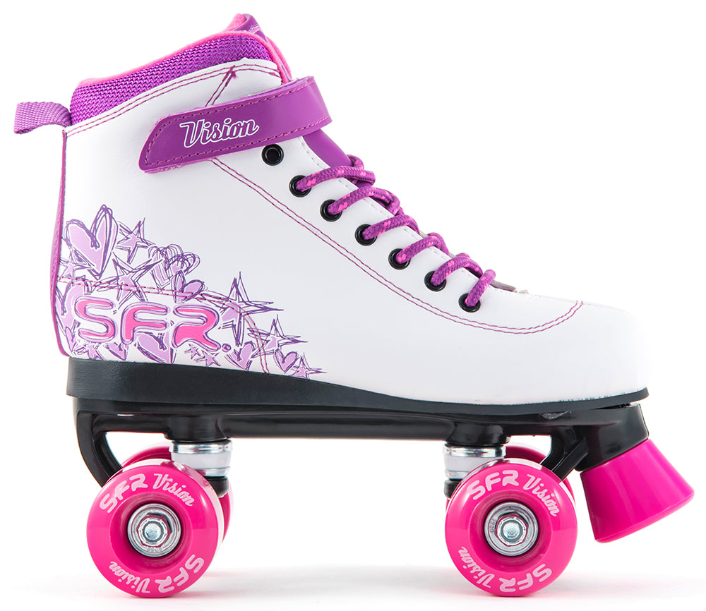SFR Vision II Quad Skates White & Purple - Momma Trucker Skates