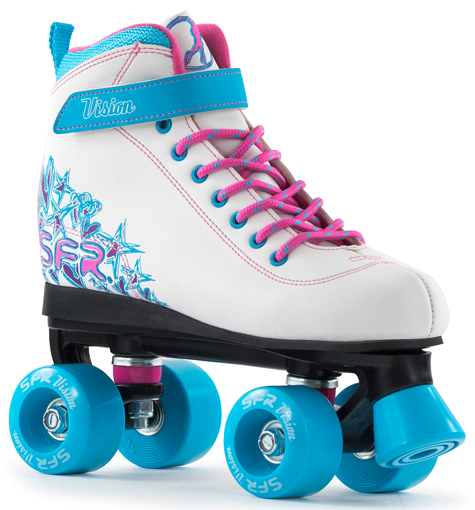 SFR Vision II Quad Skates White & Blue - Momma Trucker Skates