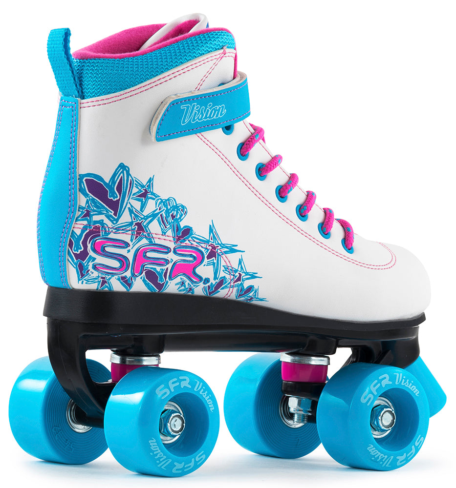 SFR Vision II Quad Skates White & Blue - Momma Trucker Skates