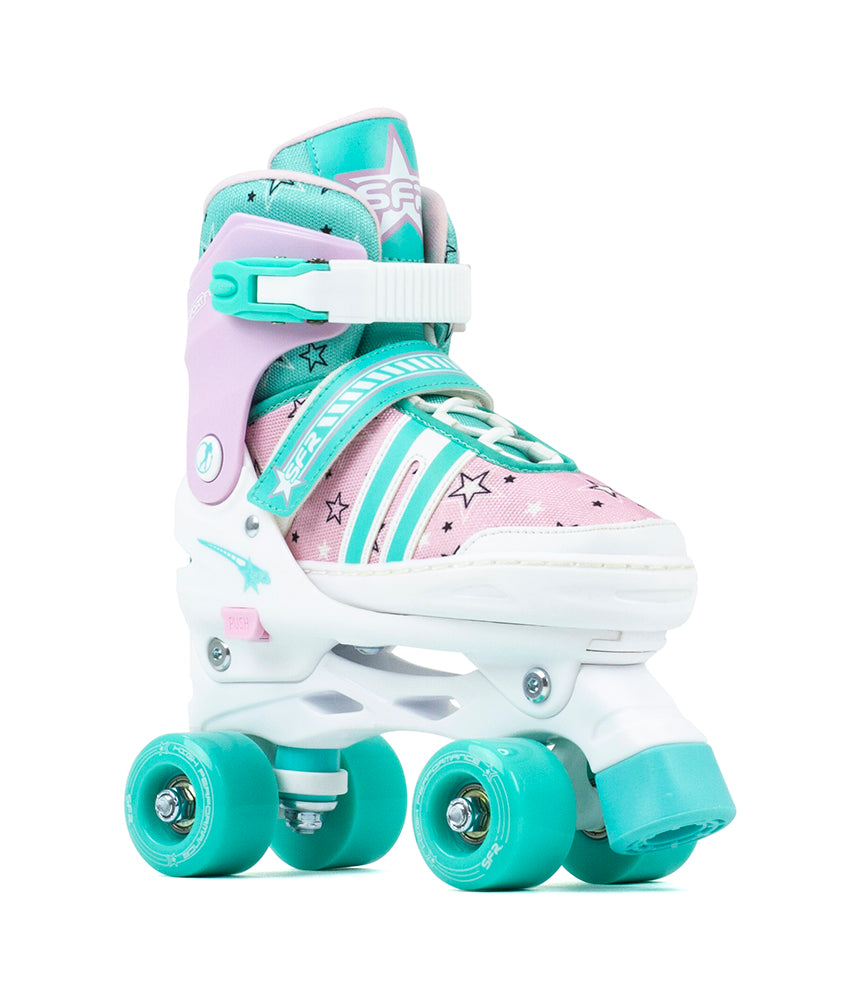 SFR Spectra Roller Skates Beginners Package Pink & Teal, Pads, Helmet & Bag - Momma Trucker Skates