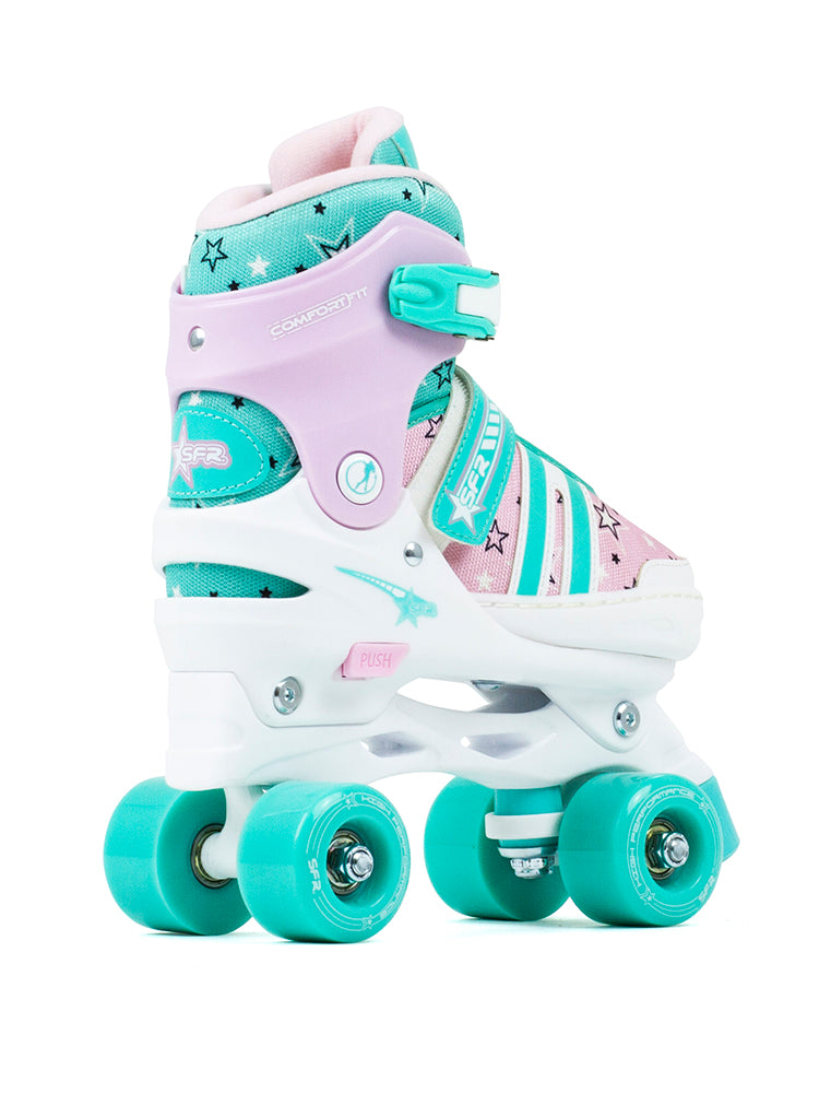 SFR Spectra Roller Skates Beginners Package Pink & Teal, Pads, Helmet