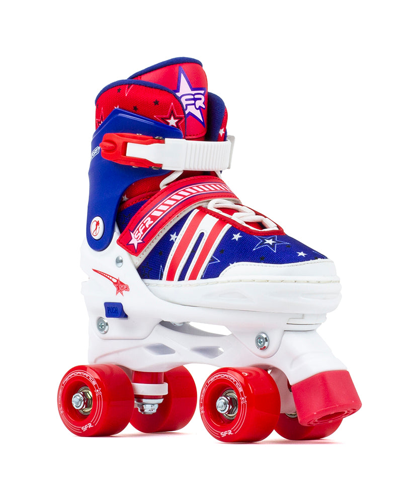 SFR Spectra Roller Skates Beginners Package Red & Blue, Pads, Helmet & Bag - Momma Trucker Skates