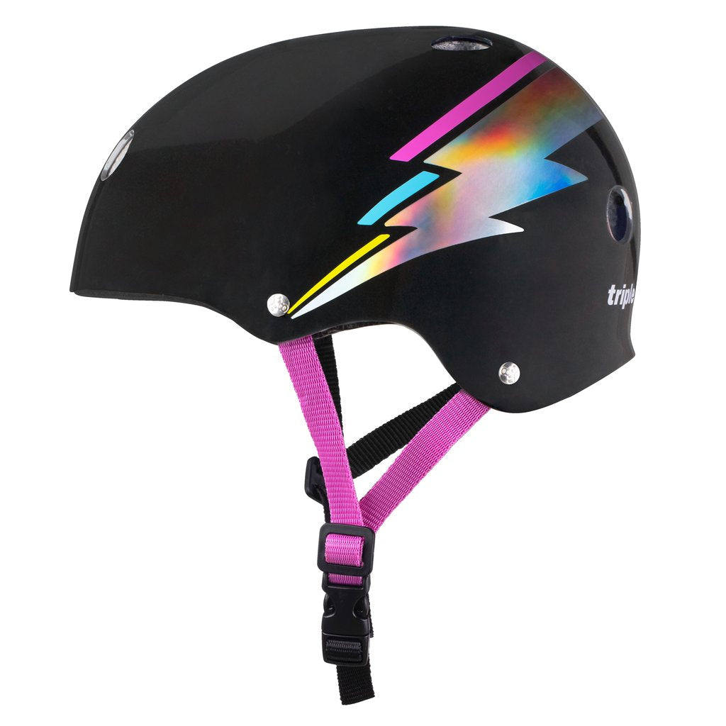 Triple 8 Certified Sweatsaver Helmet Black Hologram - Momma Trucker Skates