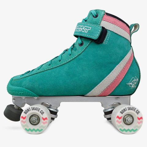 Bont Parkstar Tracer Roller Skates Package - Teal/White/Bubblegum Pink