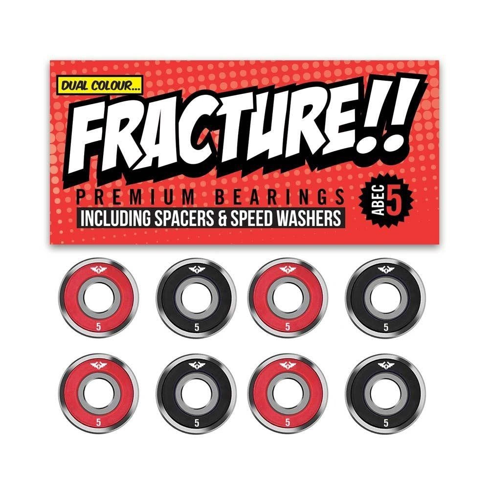 Fracture Premium Abec 5 Red & Black Bearings - Momma Trucker Skates