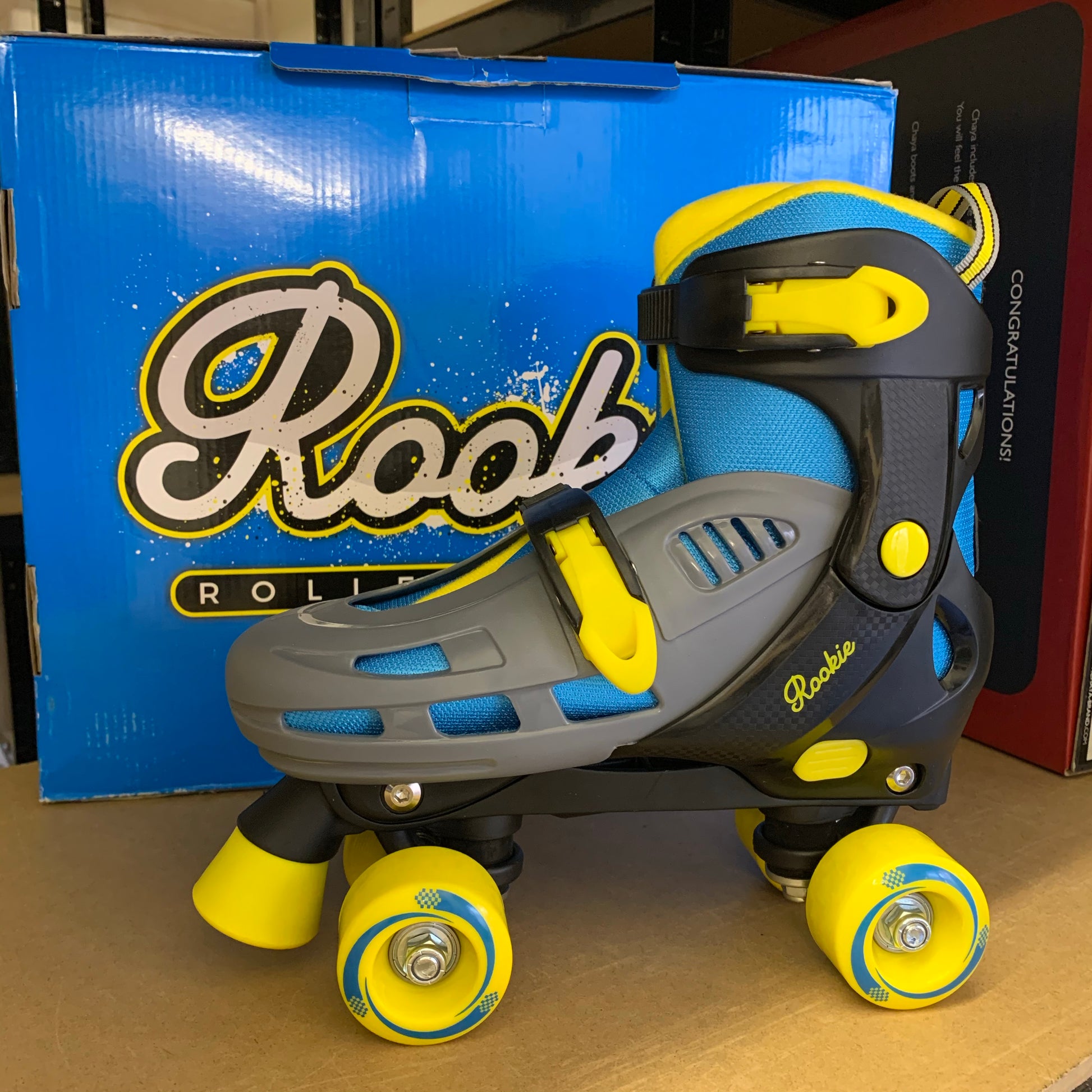 Rookie Adjustable Skate Duo Junior -Blue & Yellow - Momma Trucker Skates