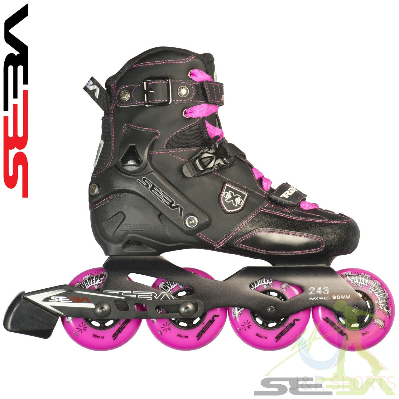 Seba Trix 2 15' Black & Pink Inline Skates - Momma Trucker Skates